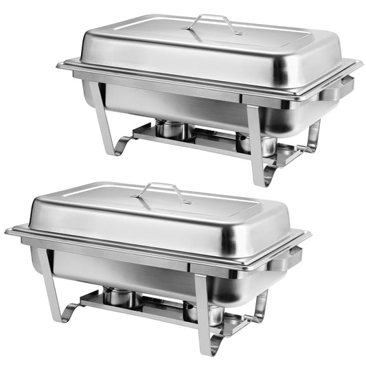 ZENY Stainless Steel Chafing Dish Full Size Chafer Dish Set 2 Pack of 8 Quart, Silver